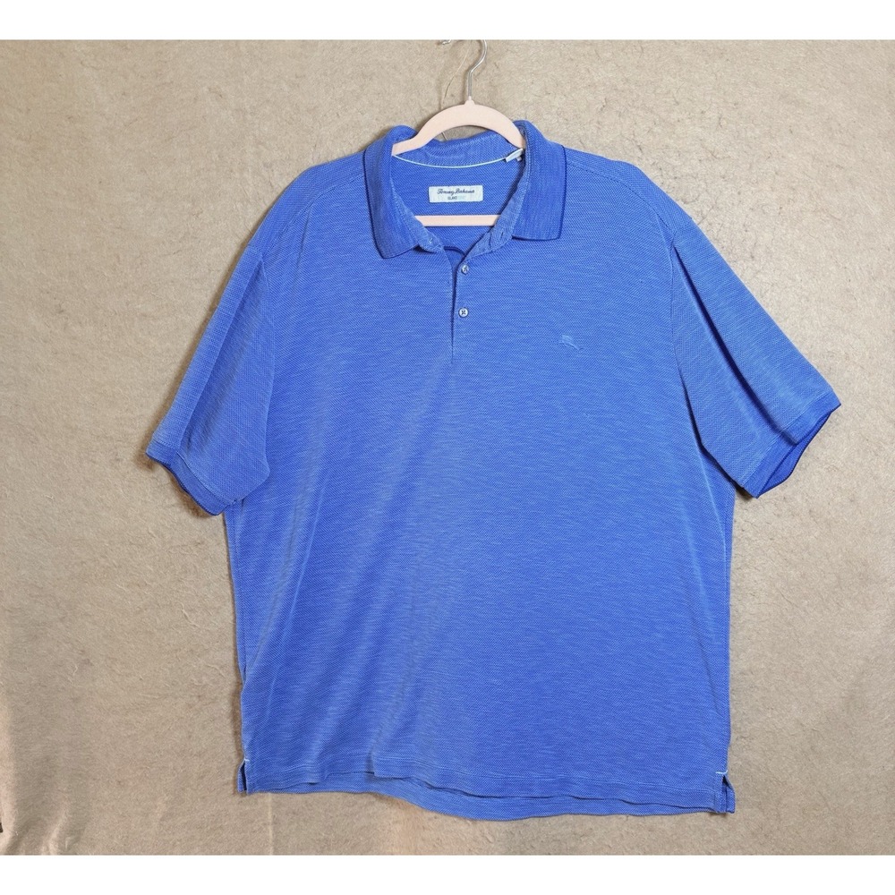 Tommy Bahama Island Zone Polo Shirt Mens 2XL Blue Logo Lightweight